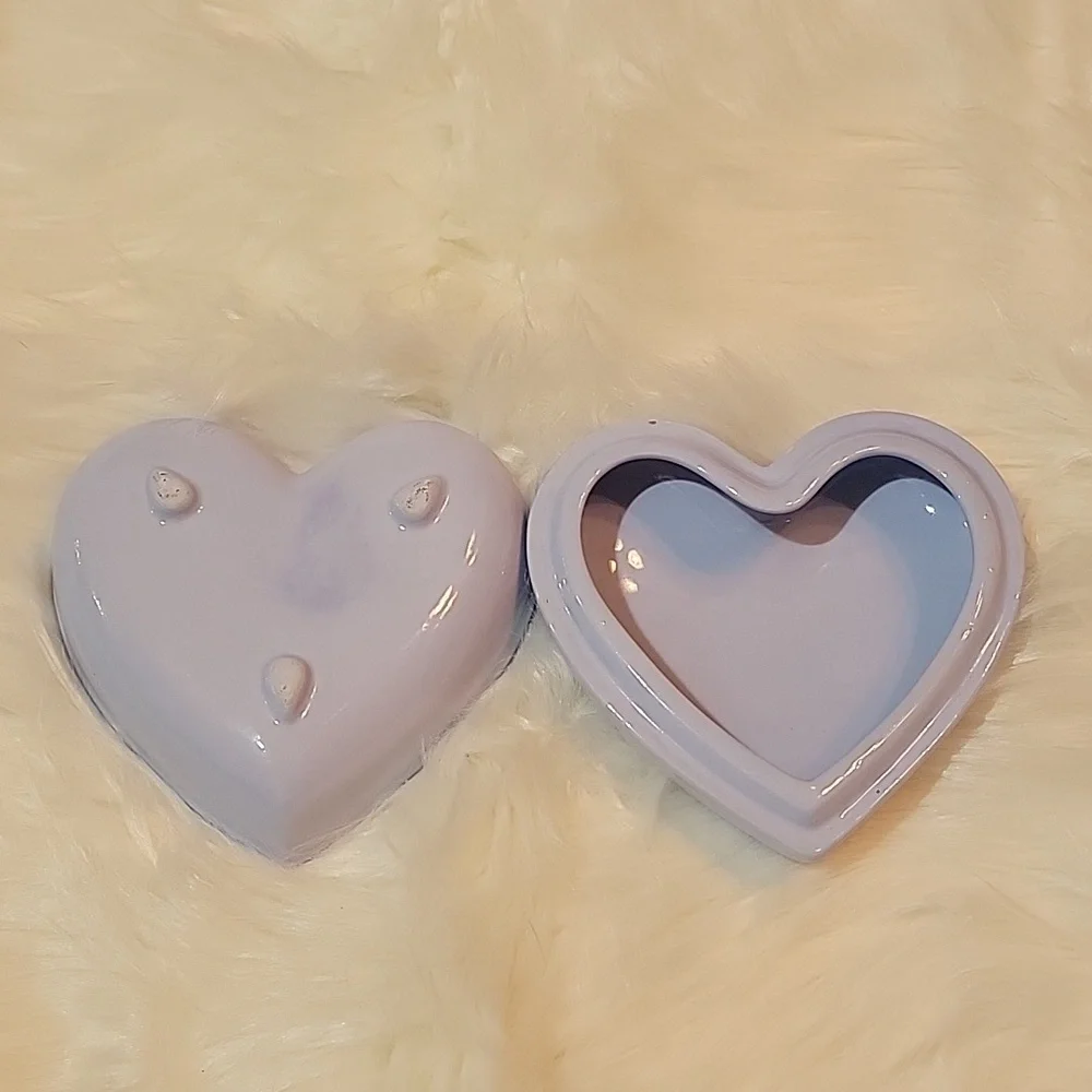 Ceramic Rose Heart Shaped Trinket Jewelry Box